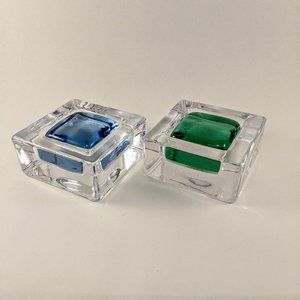 Gorgeous Nested Glass Paperweight Pair